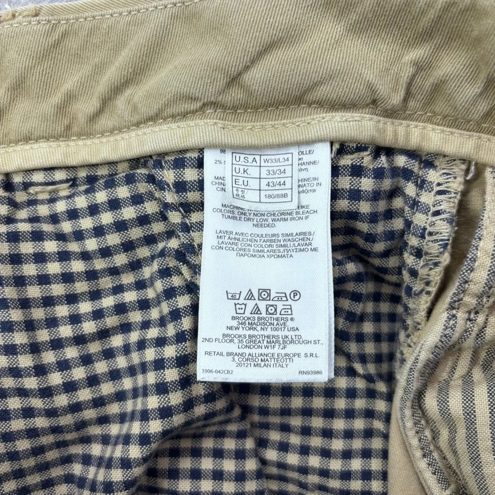 Brooks Brothers Red Fleece Chino Pants Mens‎ 32x32 (Tagged 33x34) Khaki Slim Fit